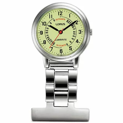 Lorus Nurses Doctor Fob Watch Unisex Silver Stainless W/ Yellow Dial - Rg253cx9 • £24.95