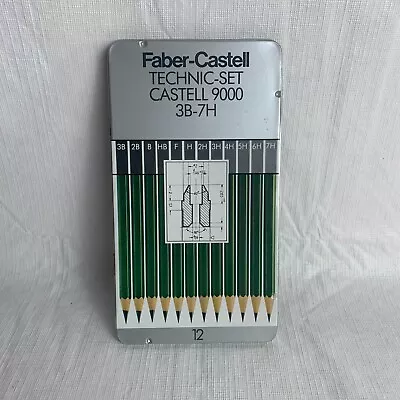 Faber Castell 9000 Technic Set Pencils 11 PCS (MISSING HB) 3B-7H In Tin Vintage • $14.99