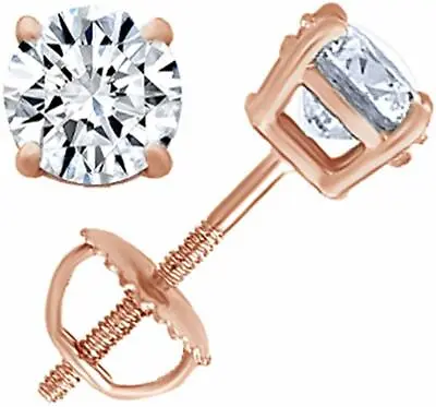 Diamond Stud IGI Certified 0.04 Ct Quality Screw Back Earrings In 14k Rose Gold • $134.86