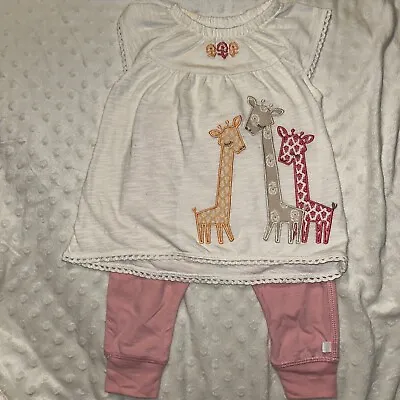 Baby Girls Summer Leggings And Giraffe Appliqué Top Outfit Age 3-6 Months • £1.50