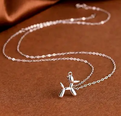 Fashion Silvery Exquisite Balloon Dog Necklace Pendant Jewelry Gift Men Women • $12.98