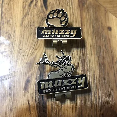 Muzzy #1 In Broad Heads Muzzy Elk Bear Hat Clips Lot (2) Bad To The Bone” • $60