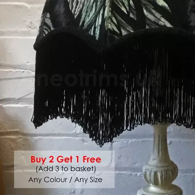 Silky Loop Fringe 10cm 15cm 25cm Long Fringing TrimBlackWhite & Two Tone • £11.99