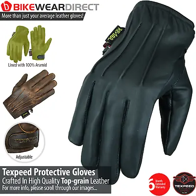 Leather Security Motorcycle Gloves Made With KEVLAR® Motorbike Biker Protection • $33.60