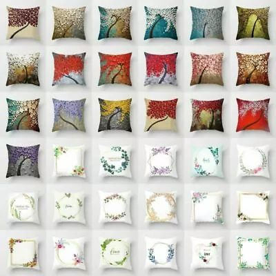 Polyester Case Decor Home Cover Car Cushion Sofa Vintage 3D Oil Tree Pillow • $8.07