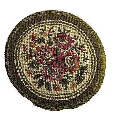 Vtg DollHouse Miniature Victorian Carpet Rug Round Floral Made In Belgium 8.25  • $12.98