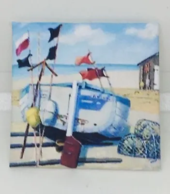 HANDMADE MINIATURE DOLLS HOUSE ACCESSORY CANVAS STYLE PICTURE Fishing Boat • £1.99