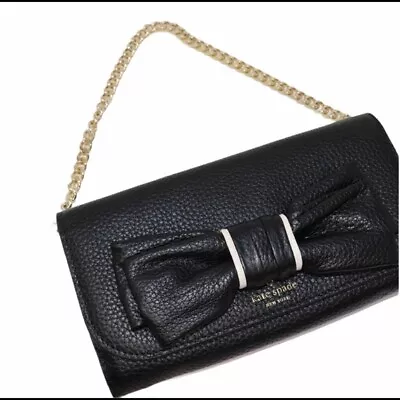 Kate Spade NY NWT Milou Rosewood Place Black Bow Chain Purse Wallet Retail $199 • $215.40