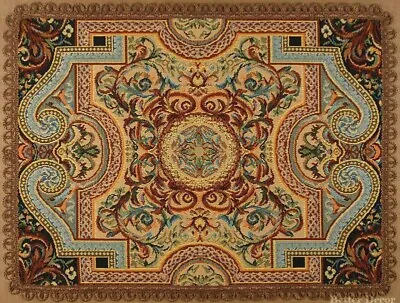 21  DECORATIVE TAPESTRY TABLE RUNNER Medieval Ornament EUROPEAN ACCENT MAT- TRIM • $26.99