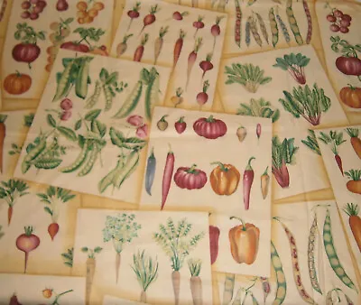 RARE Vintage Schumacher  Garden Variety  Cotton Sateen Fabric 56 Wide X 3.2 Yard • $150