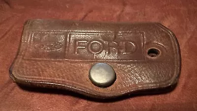 Vintage FORD LINCOLN MERCURY TAN  Leather Key Chain Fob Dealership PROMO • $12