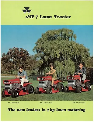 Color Brochure Massey Ferguson MF 7 Lawn & Garden Tractor Hydra Speed Tecumseh • $16.50