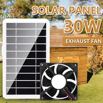 30W Solar Powered FanSolar Panel Exhaust Fan Solar Chicken Coop Fan For Pet • £12.89