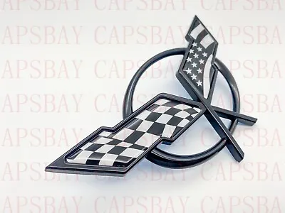 1997 - 2004 Corvette C5 Front Nose Emblem Emblem Black Flag • $18.89