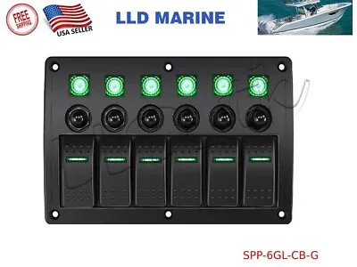 $44.95 • Buy Toggle Switch Panel 6 Gang Circuit Breaker Boat Marine RV Truck Camper Rocker