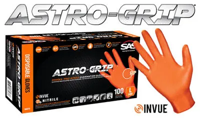 SAS ASTRO GRIP ORANGE Mechanics Tattoo Nitrile Gloves Powder Free 8 MIL 100/BX • $22.89