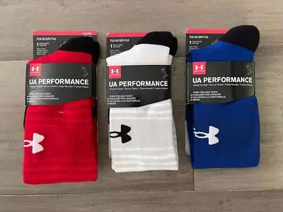 (3) Lot Under Armour Ua Performance Soccer Otc Socks Red/white/blue Youth Large • $22.49