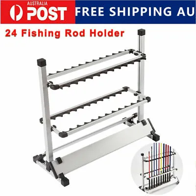 $47.49 • Buy 24 Fishing Rod Holder Storage Rack Fishing Pole Stand Garage Organizer Holds AU