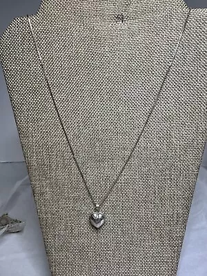 VTG Sterling Silver - Heart Locket  Pendant 32” Chain Necklace - 7.4 Gr • $20.99