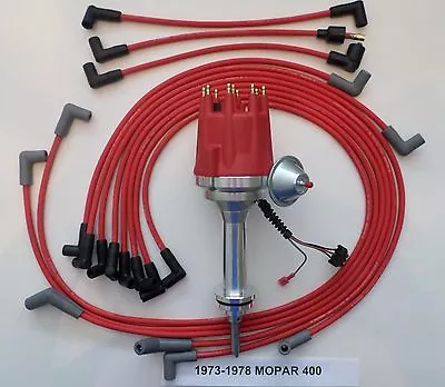 Small Cap MOPAR 1973-1978 400 RED HEI Distributor +8mm Spark Plug Wires USA • $209.95