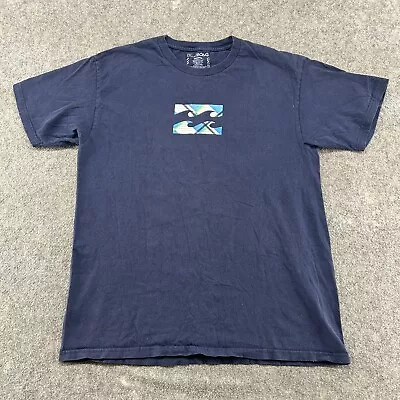 Billabong Shirt Mens Large Blue Navy Graphic Wave Logo Surfer Skater Cotton Y2K • $2.49