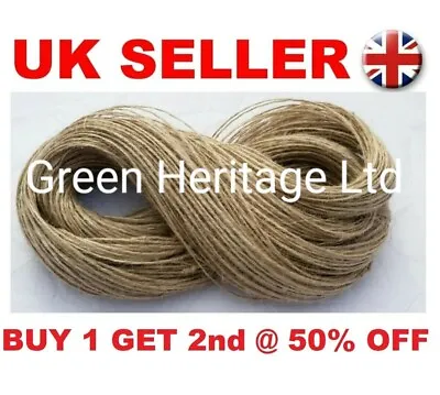 50M 2ply Jute Twine Sisal String Soft Natural Brown Burlap Rustic Cord  Hessian • £2.79