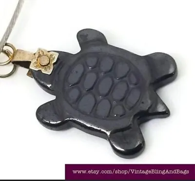 Vintage Hematite Turtle Pendant On New 45cm Memory Wire Choker Hematite Tortoise • £7.50