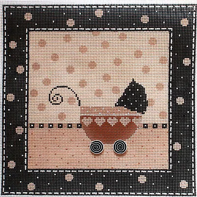 Mindy Hand Painted Needlepoint Canvas:  Baby Carriage   Bm • $85