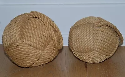 Monkey Fist Decorative Door Stop Nautical Knot Jute Rope Balls Pottery Barn • $49.99