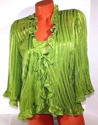 Women's Fashion Bug Green Adjustable Strap Camisole & Ruffled Shrug Size M NWOT • $13