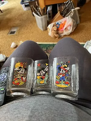 Set Of 3- 2000 Walt Disney World McDonald's Mickey Mouse Square Glasses • $20