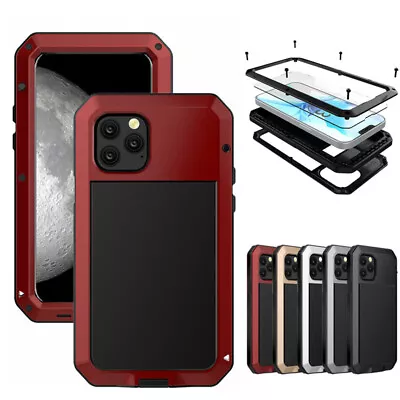 Aluminum Armor Metal Shockproof Heavy Duty Phone Case For IPhone 14 15 12 11 7 8 • £10.99
