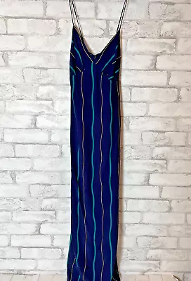 MADEWELL NEW The Layton Midi Slip Dress NAVY Blue Green Yellow  Sz 4 NM525 • $25
