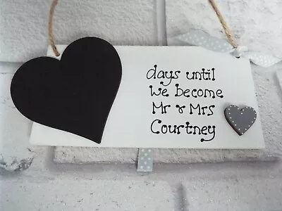 £5.69 • Buy Personalised Countdown To Wedding Sign Mr & Mrs Engagement Gift Chalkboard Chic