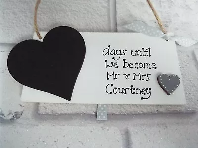 Personalised Countdown To Wedding Sign Mr & Mrs Engagement Gift Chalkboard Chic • £6.99