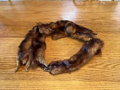 5-Pelt Vintage Whole Mink Fur Stole Wrap Scarf With Heads Tails Feet 53  • $39.99