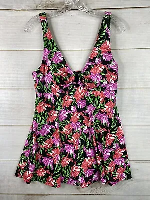 A SHORE FIT Swimsuit Womens 12 Floral Colorful Skirted Swim Dress Bathing Suit • $29.99