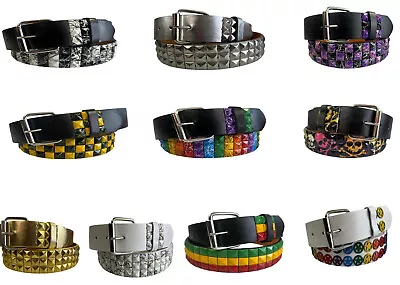 Metal Studded Leather Stud Designed Belt Pyramid Punk Rock Mens Womens Gift  • $9.45