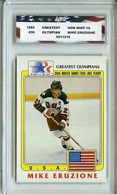 1983 Topps Greatest Olympian 1980 #36 Mike Eruzione AGC 10 Gem Mint Miracle Ice • $39.99