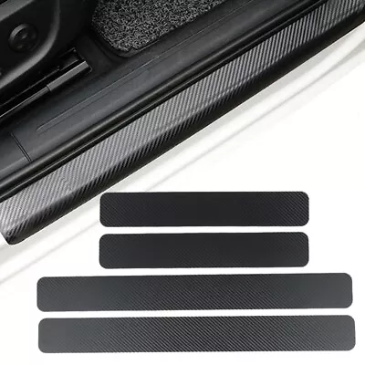 4PC Red Carbon Fiber Leather Car Door Sill Protector For Ford  F-150 Accessories • $8.69