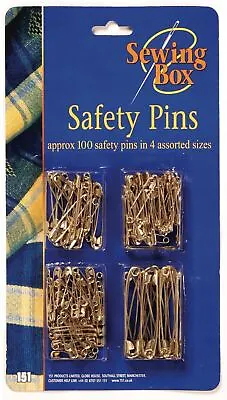 100 X SAFETY PINS PACK Golden Colour Sewing Craft Sewing Hemmimg UK • £2.99