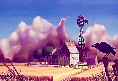Farmhouse  Dust Bowl  Haunted Mansion Marc Davis Concept Art LENTICULAR 16x20  • $249