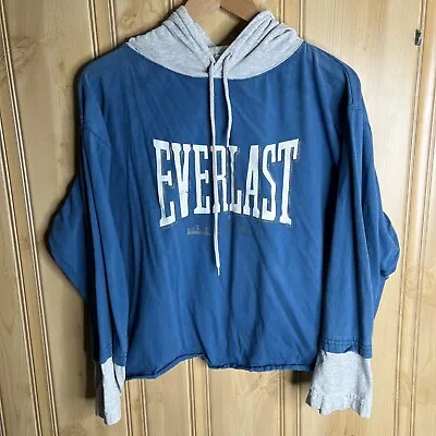 Vintage 90s Everlast Zip Up Cropped Style Hoodie Sweatshirt Jacket M / L Black • $35