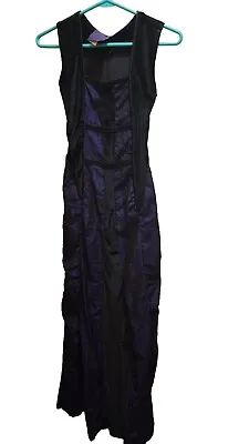 VTG 90s Cykxtees Stretchy Velvet Velour Dress Black Purple Goth Gothic Small EUC • $69.99