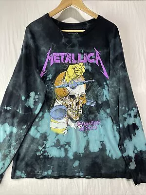 Metallica Shirt Mens Large Damaged Justice Pushead Tie Dye Long Sleeve Band Tee • $30