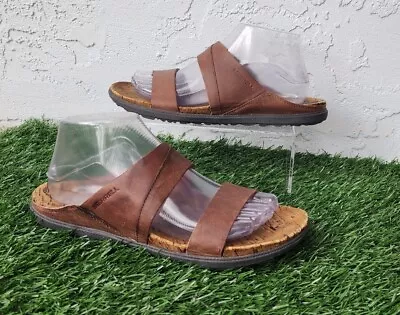 Merrell Around Town Slide Sandal Brown Leather Select Grip Women's 9 • $33