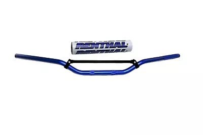 Motocross 7/8  22mm MX Handlebars Aluminium Medium Braced Blue & Renthal Bar Pad • $40.35