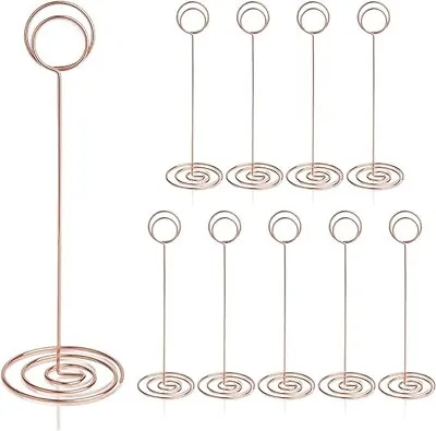 10pcs Table Number Holders Round Rose Gold Spiral Base 22cm 8.75  Tall Wedding • £9.99