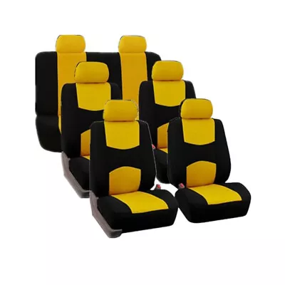 3 Row Car Seat Covers Universal Seat Cover With 7 Headrest Cover For 7-Seat Cars • $50.98