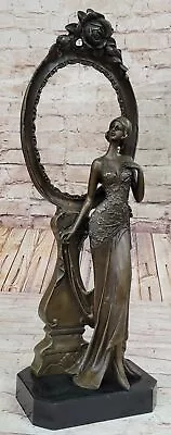 Elegant Woman Statue In Bronze With Picture Frame By Signed Milo Art Deal • $219
